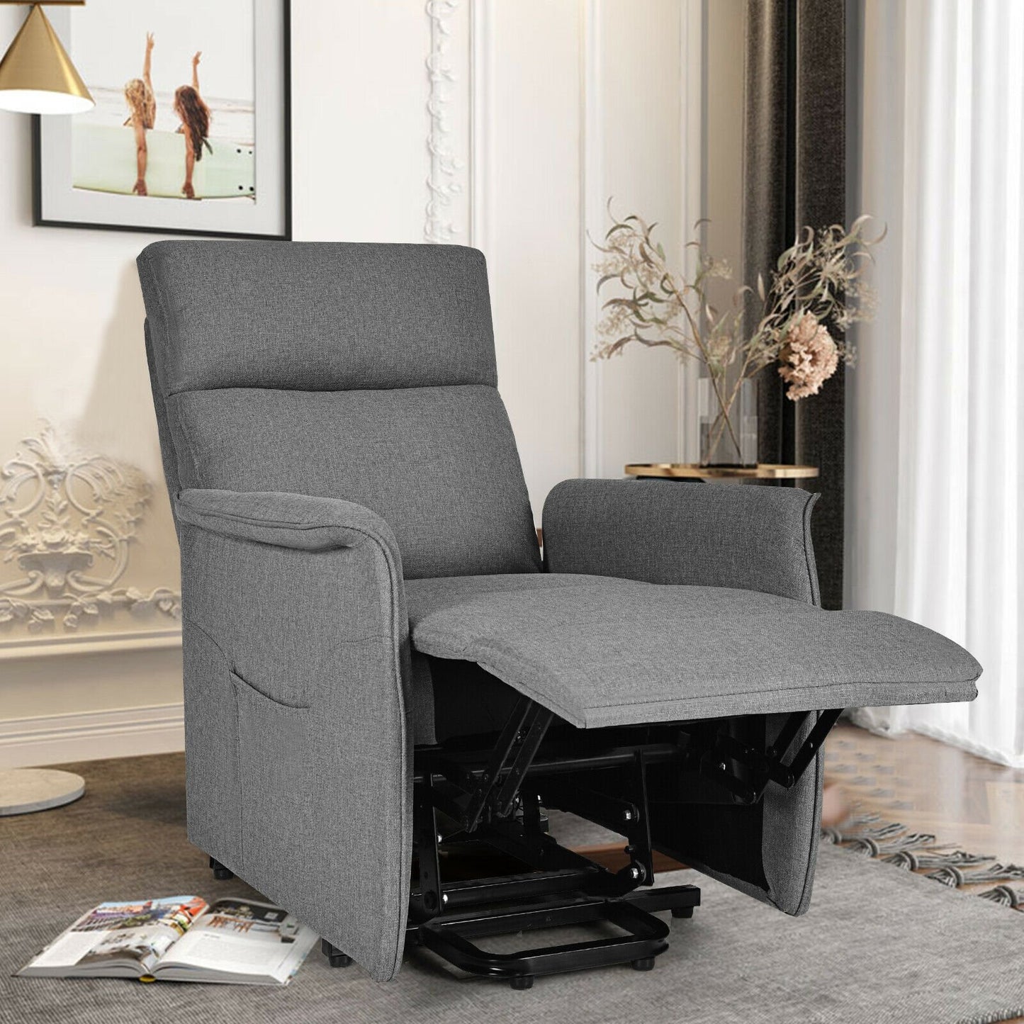 Electric Power Fabric Padded Lift Massage Chair Recliner Sofa, Gray at Gallery Canada