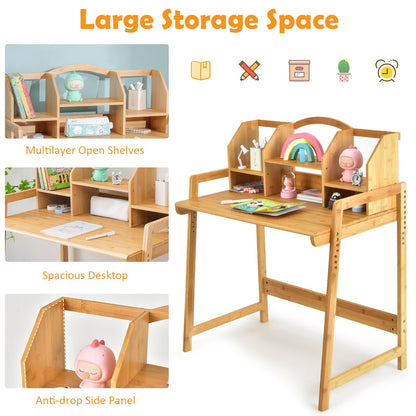 Bamboo Kids Study Desk and Chair Set with Bookshelf, Natural at Gallery Canada