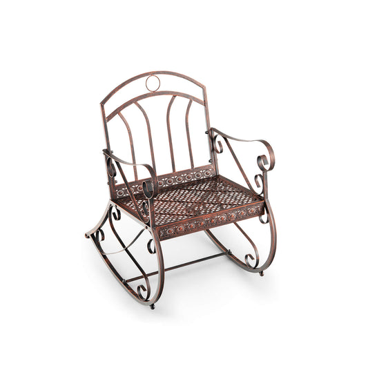 Heavy-Duty Patio Rocking Chair with Ergonomic Backrest and Armrests, Red at Gallery Canada