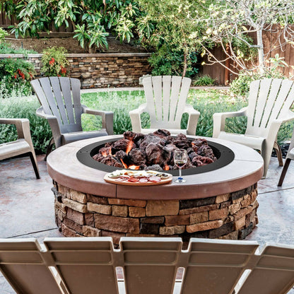 36 inch Round Steel Fire Pit Ring Line for Outdoor Backyard, Black at Gallery Canada