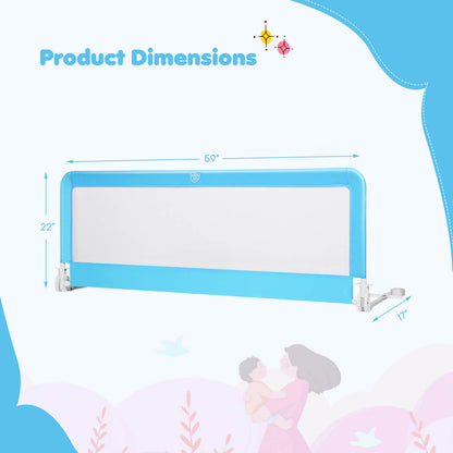 59 Inch Extra Long Folding Breathable Baby Children Toddlers Bed Rail Guard with Safety Strap, Blue at Gallery Canada