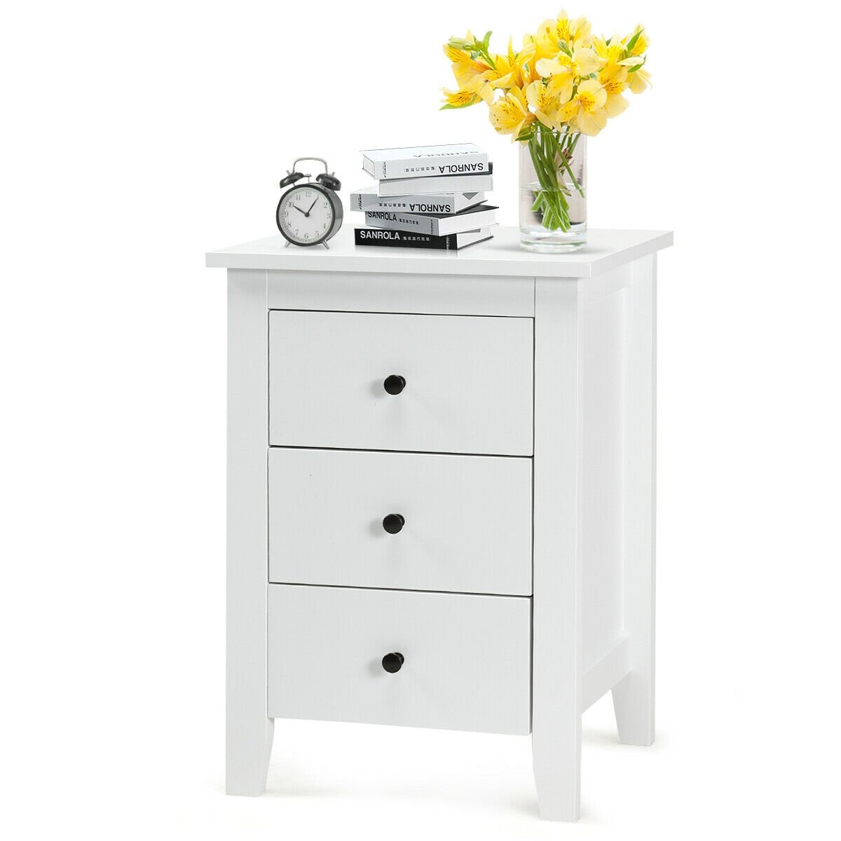 Nightstand End Beside Table Drawers Modern Storage Bedroom Furniture, White at Gallery Canada