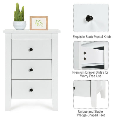 Nightstand End Beside Table Drawers Modern Storage Bedroom Furniture, White at Gallery Canada