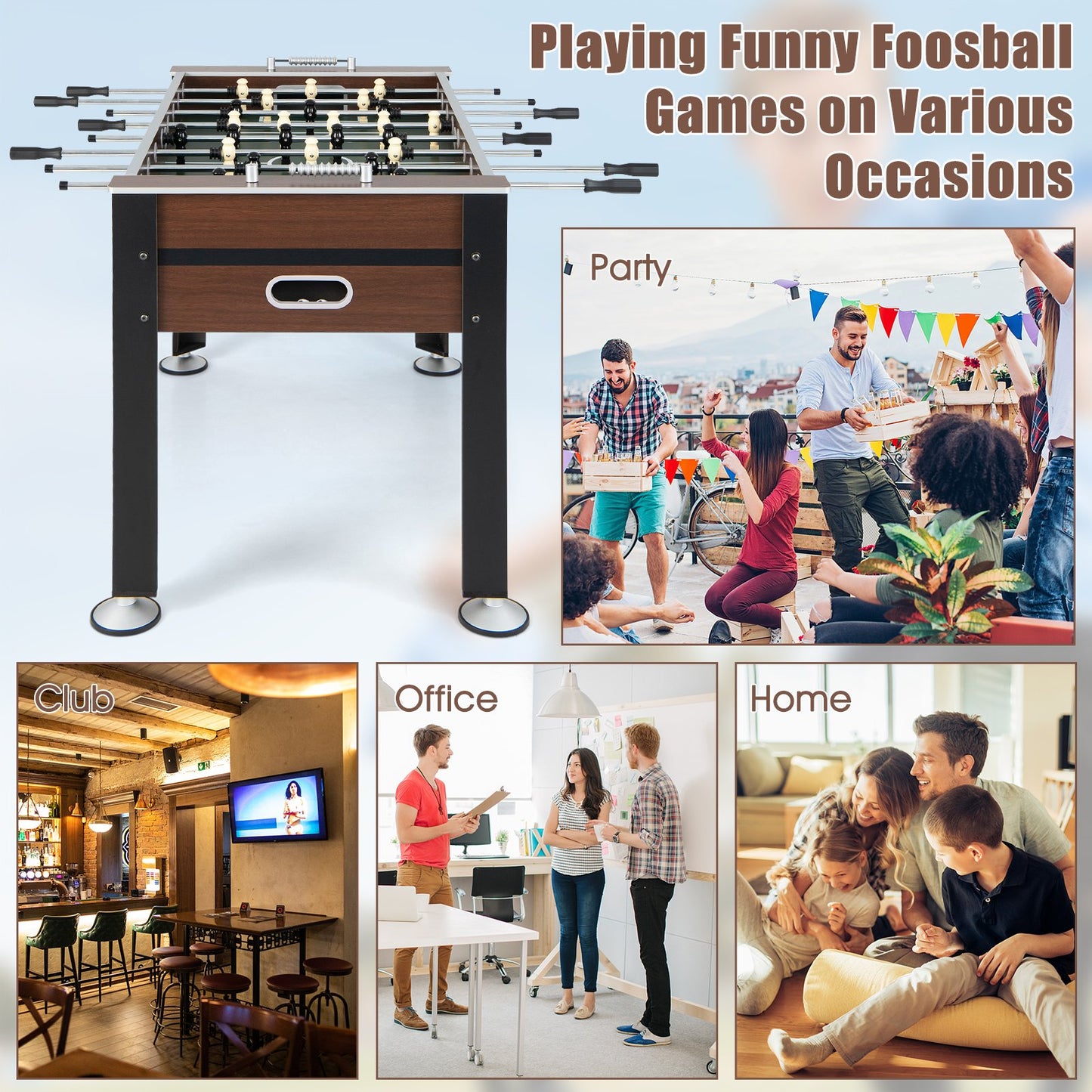 54 Inch Indoor Competition Game Soccer Table, Black - Gallery Canada