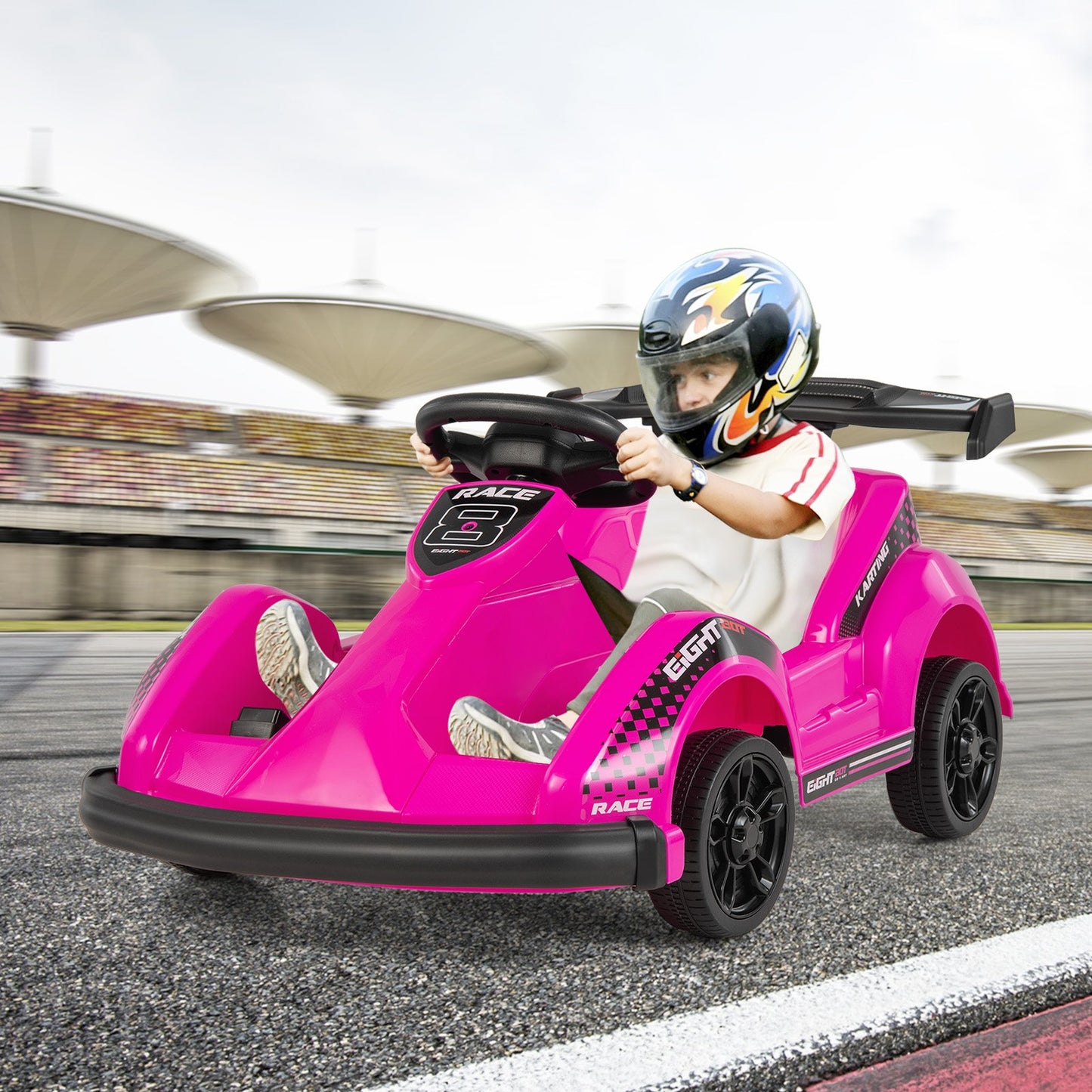 6V Kids Ride On Go Cart with Remote Control and Safety Belt, Pink