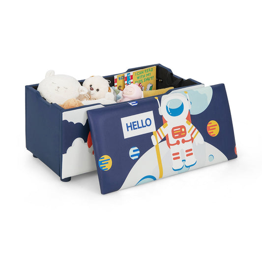 Kids Wooden Upholstered Toy Storage Box with Removable Lid, Blue at Gallery Canada