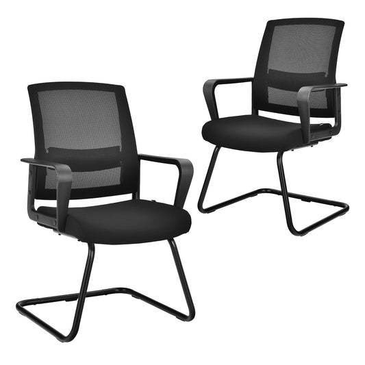 Set of 2 Conference Chairs with Lumbar Support, Black