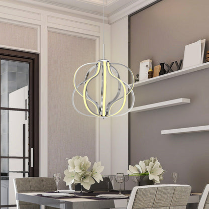 Modern Dimmable Warm White LED Chandelier, Silver