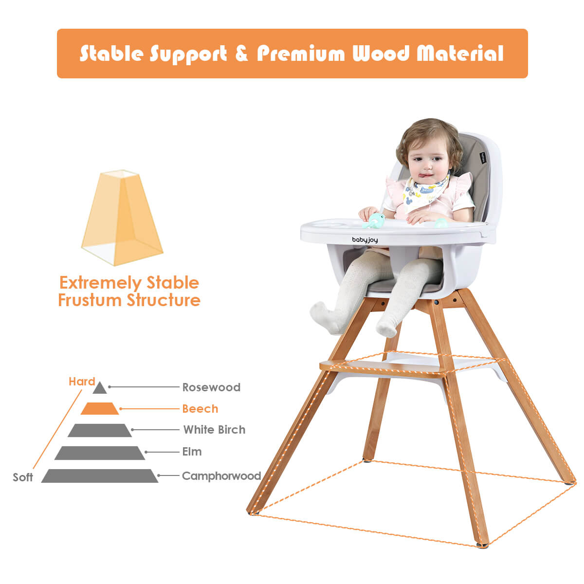 3-in-1 Convertible Wooden Baby High Chair, Gray at Gallery Canada