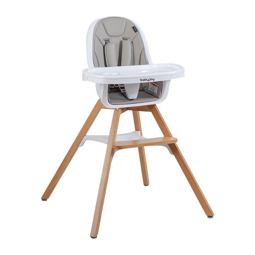 3-in-1 Convertible Wooden Baby High Chair, Gray
