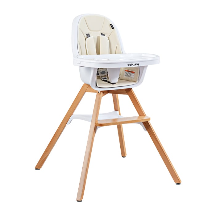 3-in-1 Convertible Wooden Baby High Chair, Beige at Gallery Canada