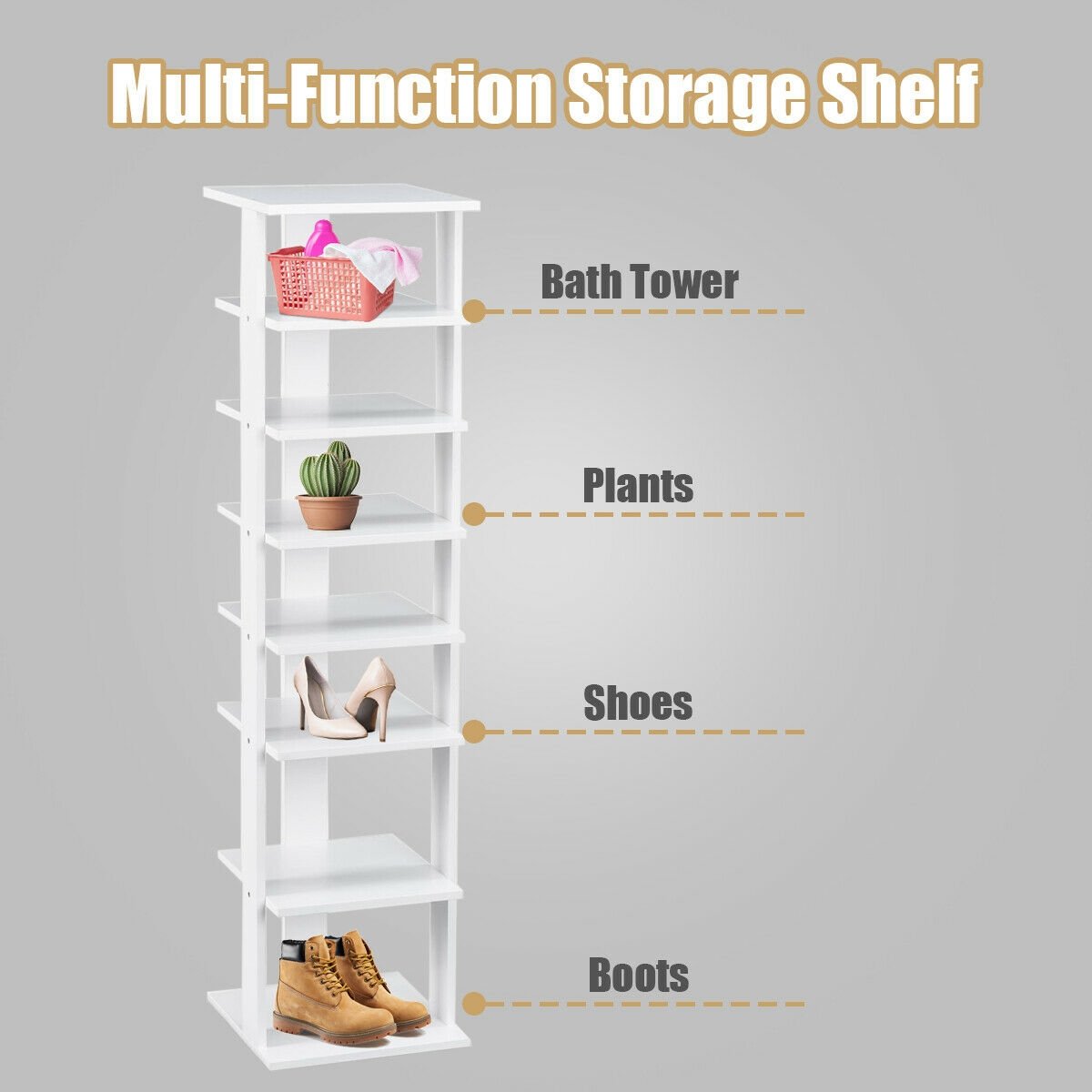 Wooden Shoes Storage Stand 7 Tiers Shoe Rack Organizer Multi-shoe Rack Shoebox, White at Gallery Canada