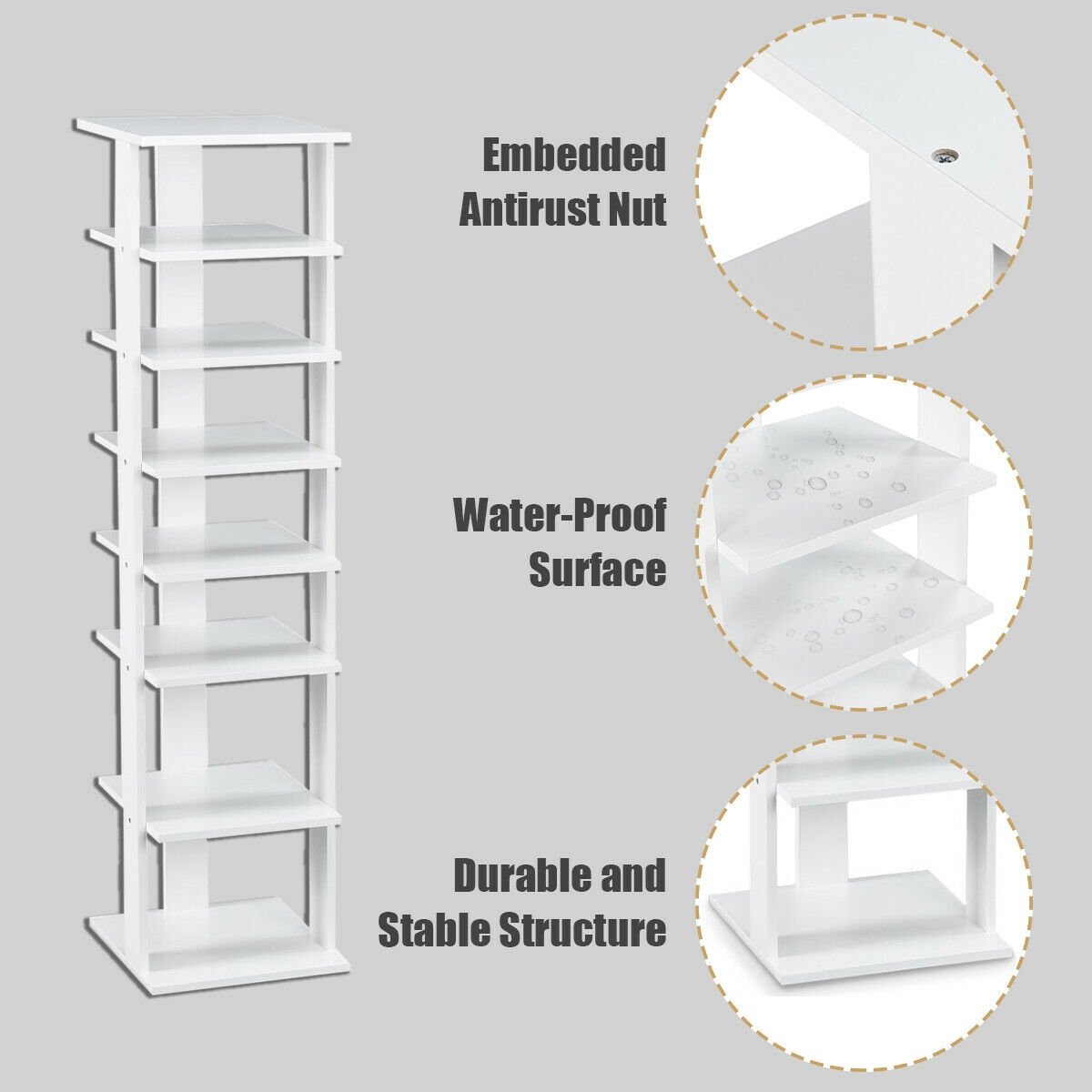 Wooden Shoes Storage Stand 7 Tiers Shoe Rack Organizer Multi-shoe Rack Shoebox, White at Gallery Canada