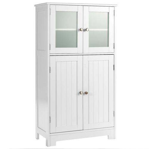 Bathroom Floor Storage Locker Kitchen Cabinet with Doors and Adjustable Shelf, White