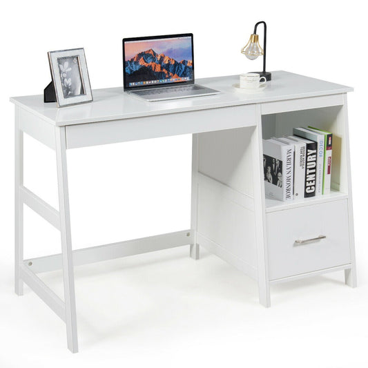 47.5 Inch Modern Home Computer Desk with 2 Storage Drawers, White at Gallery Canada