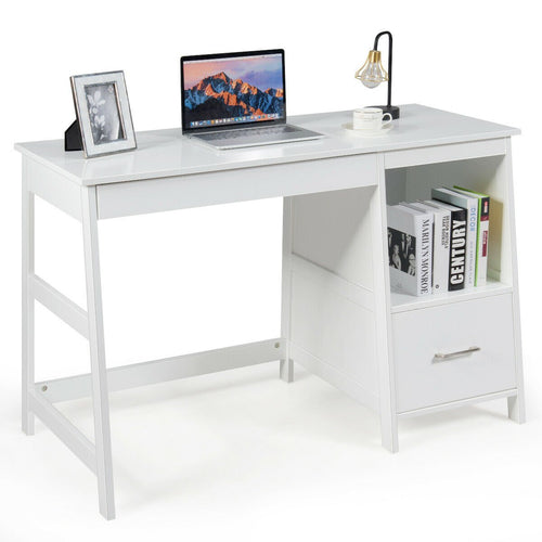 47.5 Inch Modern Home Computer Desk with 2 Storage Drawers, White