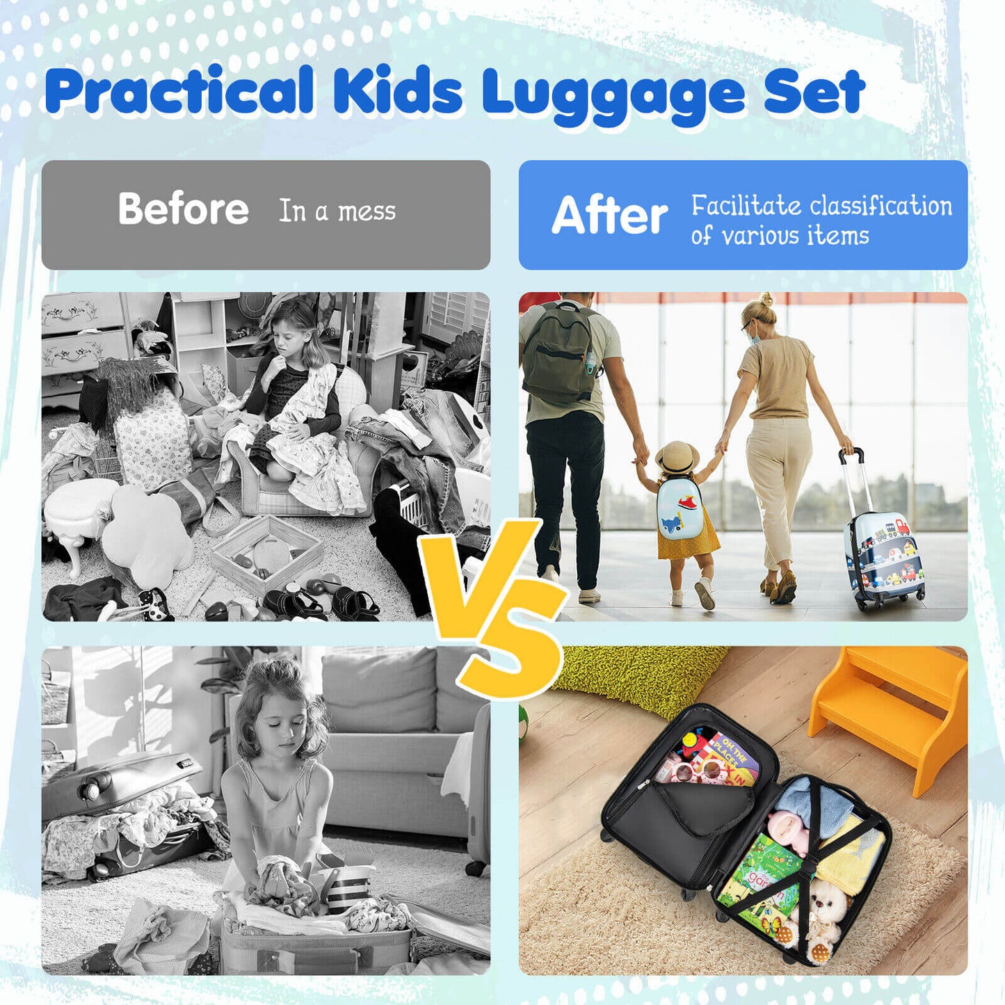 Kids Carry-On Luggage Set, 12 Inch Backpack, Blue Kids Luggage at Gallery Canada