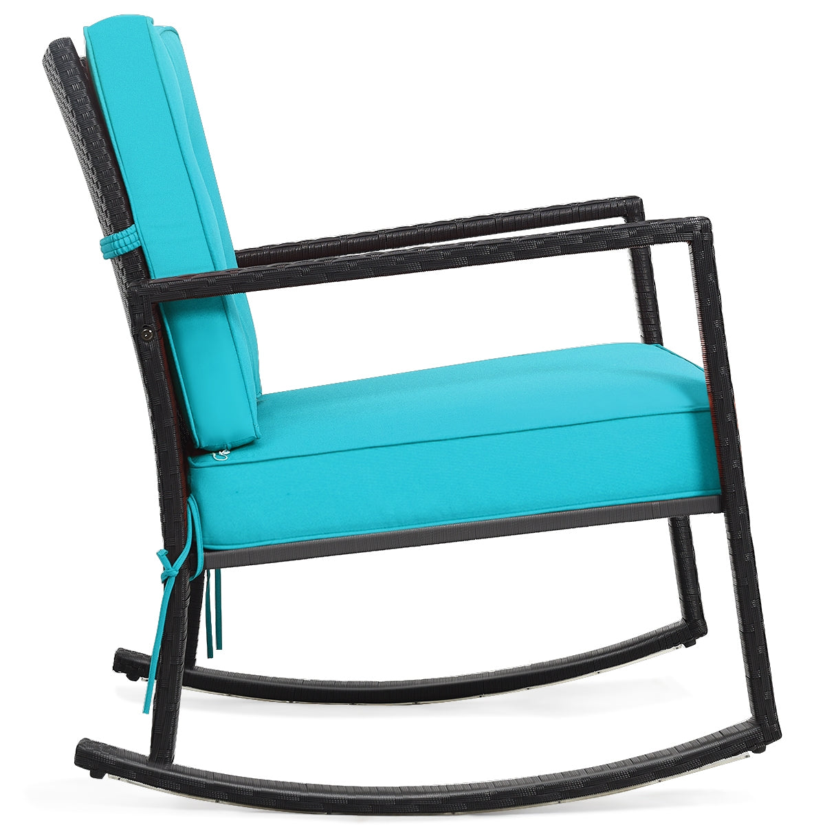 Patio Rattan Rocker Outdoor Glider Rocking Chair Cushion Lawn, Turquoise Patio Rocking Chairs & Gliders at Gallery Canada