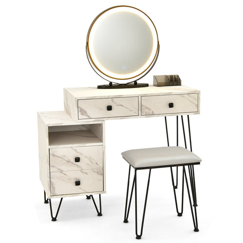 Modern Dressing Table with Storage Cabinet, White