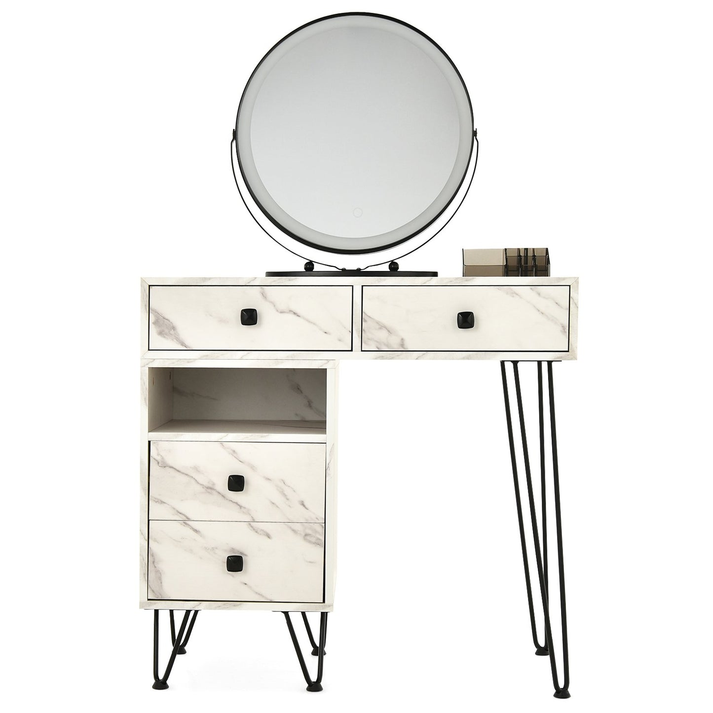 Modern Dressing Table with Storage Cabinet, White at Gallery Canada