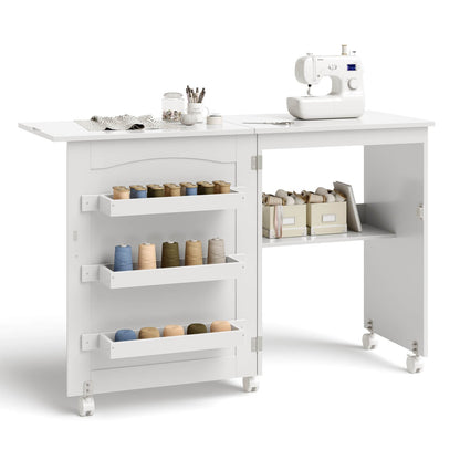 White Folding Swing Craft Table Storage Shelves Cabinet, White at Gallery Canada