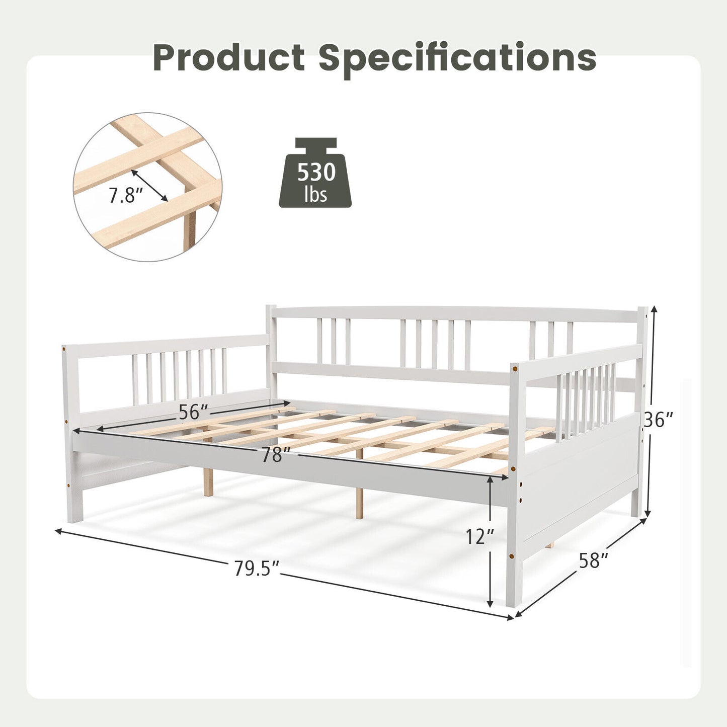 Full Size Daybed Frame with Guardrails, White Trundle Bed Frame at Gallery Canada