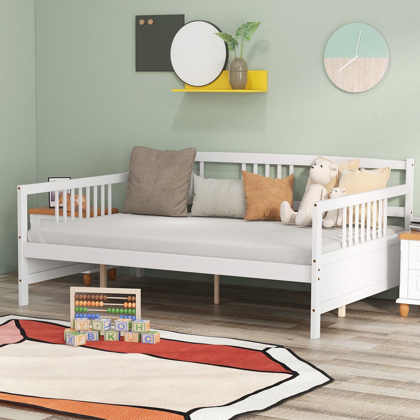 Full Size Daybed Frame with Guardrails, White Trundle Bed Frame at Gallery Canada