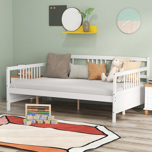 Full Size Daybed Frame With Guardrails, White Trundle Bed Frame White at Gallery Canada