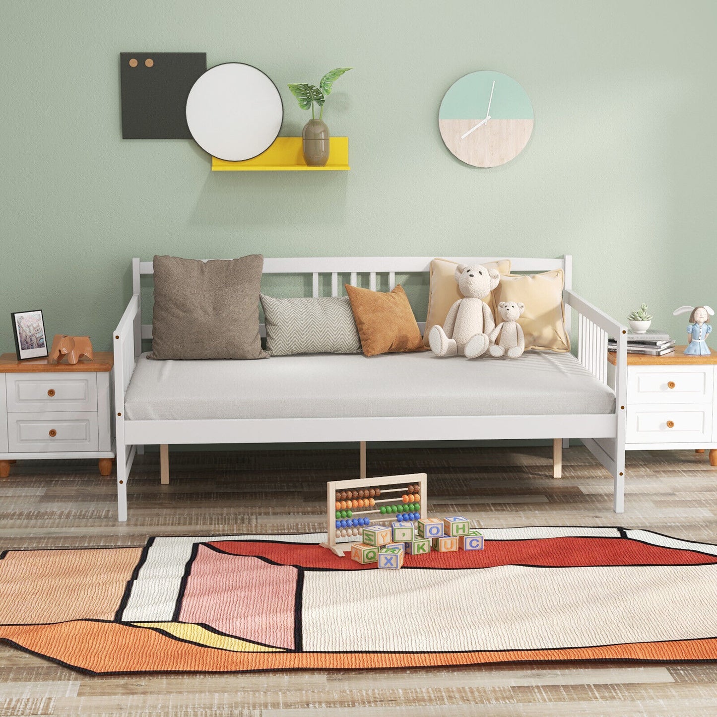 Full Size Daybed Frame with Guardrails, White Trundle Bed Frame at Gallery Canada