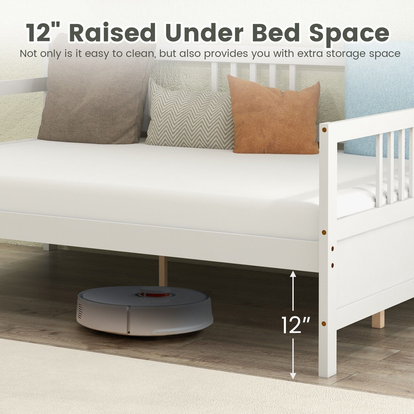 Full Size Daybed Frame With Guardrails, White Trundle Bed Frame at Gallery Canada