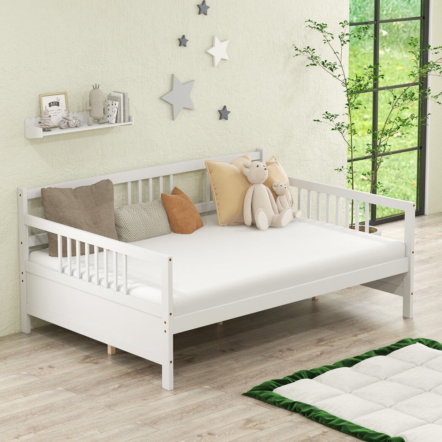 Full Size Daybed Frame with Guardrails, White Trundle Bed Frame at Gallery Canada