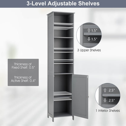 72 Inches Free Standing Tall Floor Bathroom Storage Cabinet, Gray at Gallery Canada