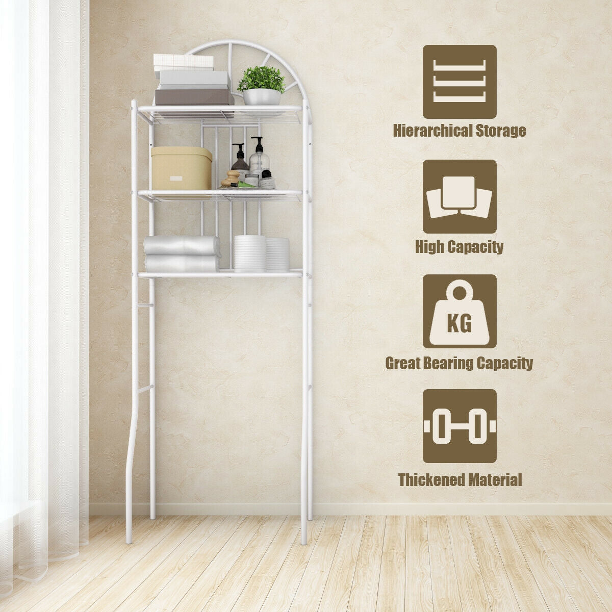 Bathroom Towel Storage Rack with 3 Shelves at Gallery Canada