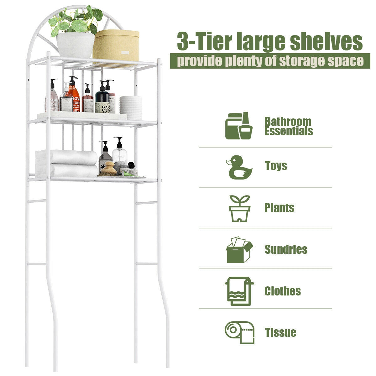 Bathroom Towel Storage Rack with 3 Shelves at Gallery Canada