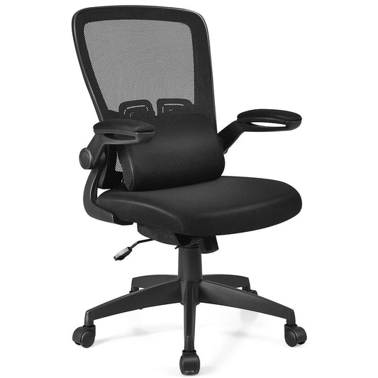 Ergonomic Desk Chair with Lumbar Support and Flip up Armrest, Black