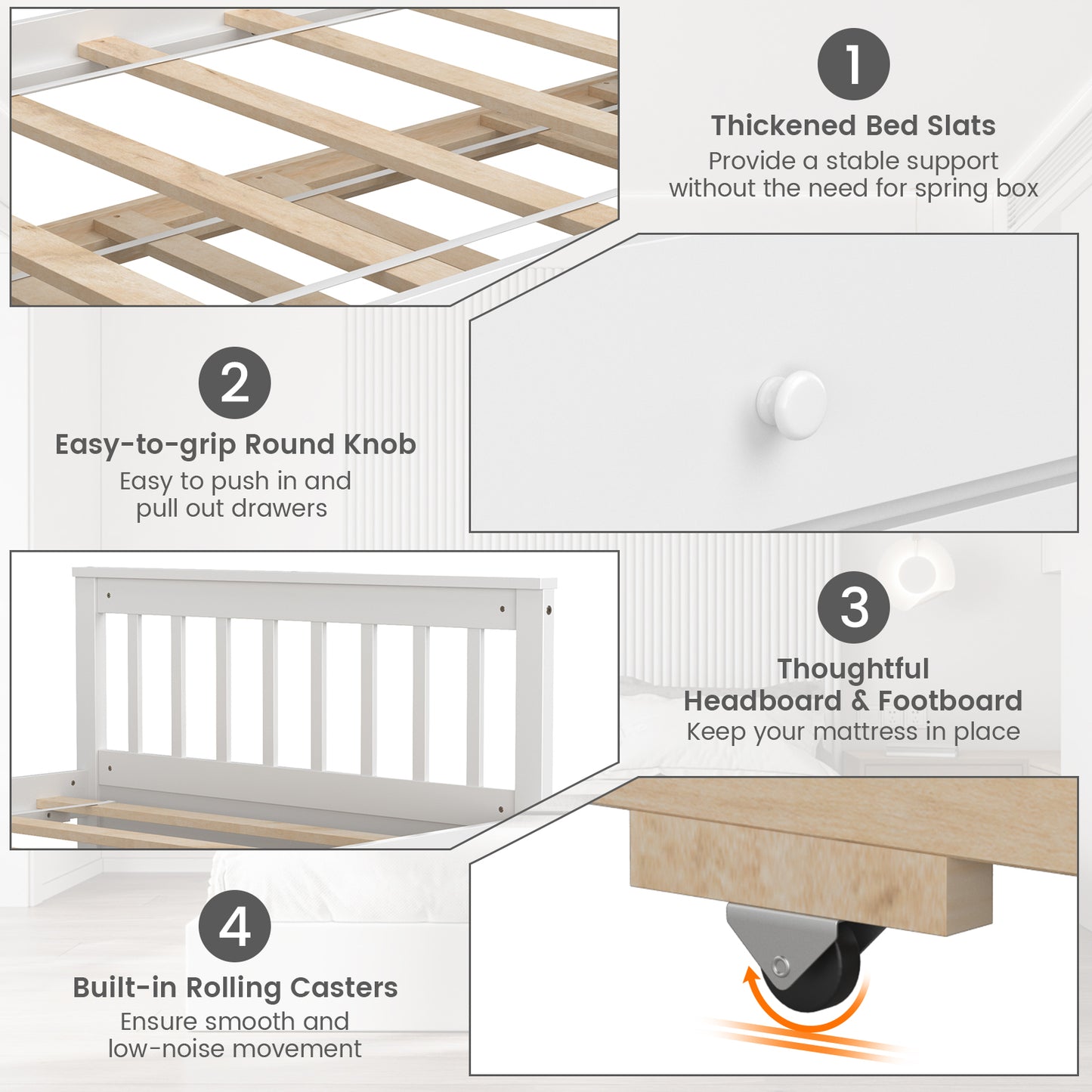 Twin Captain’s Bed with Trundle Bed with 3 Storage Drawers, White Trundle Bed Frame at Gallery Canada