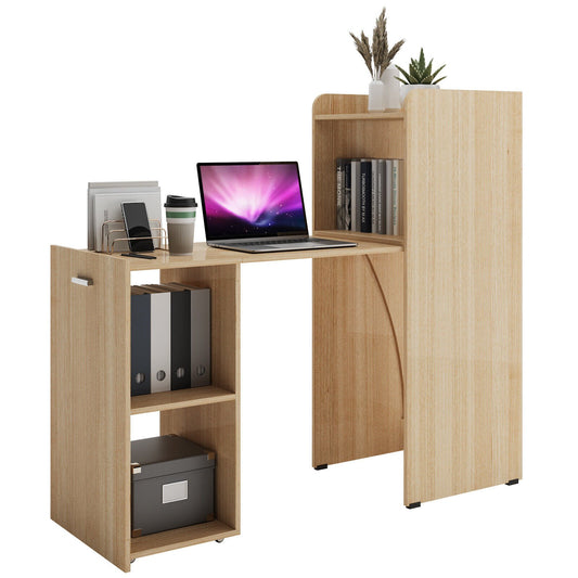 Extendable Reversible Computer Desk with Anti-Tipping Kit, Natural