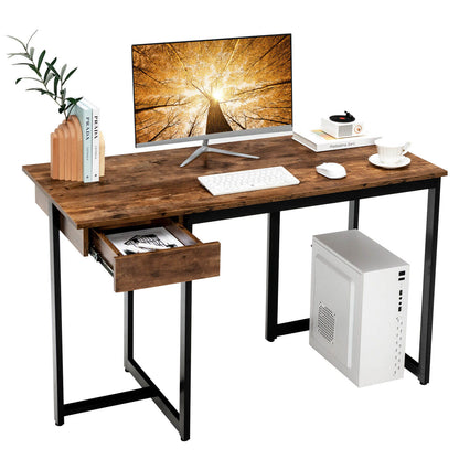 48" Computer Desk with Metal Frame and Adjustable Pads, Brown at Gallery Canada