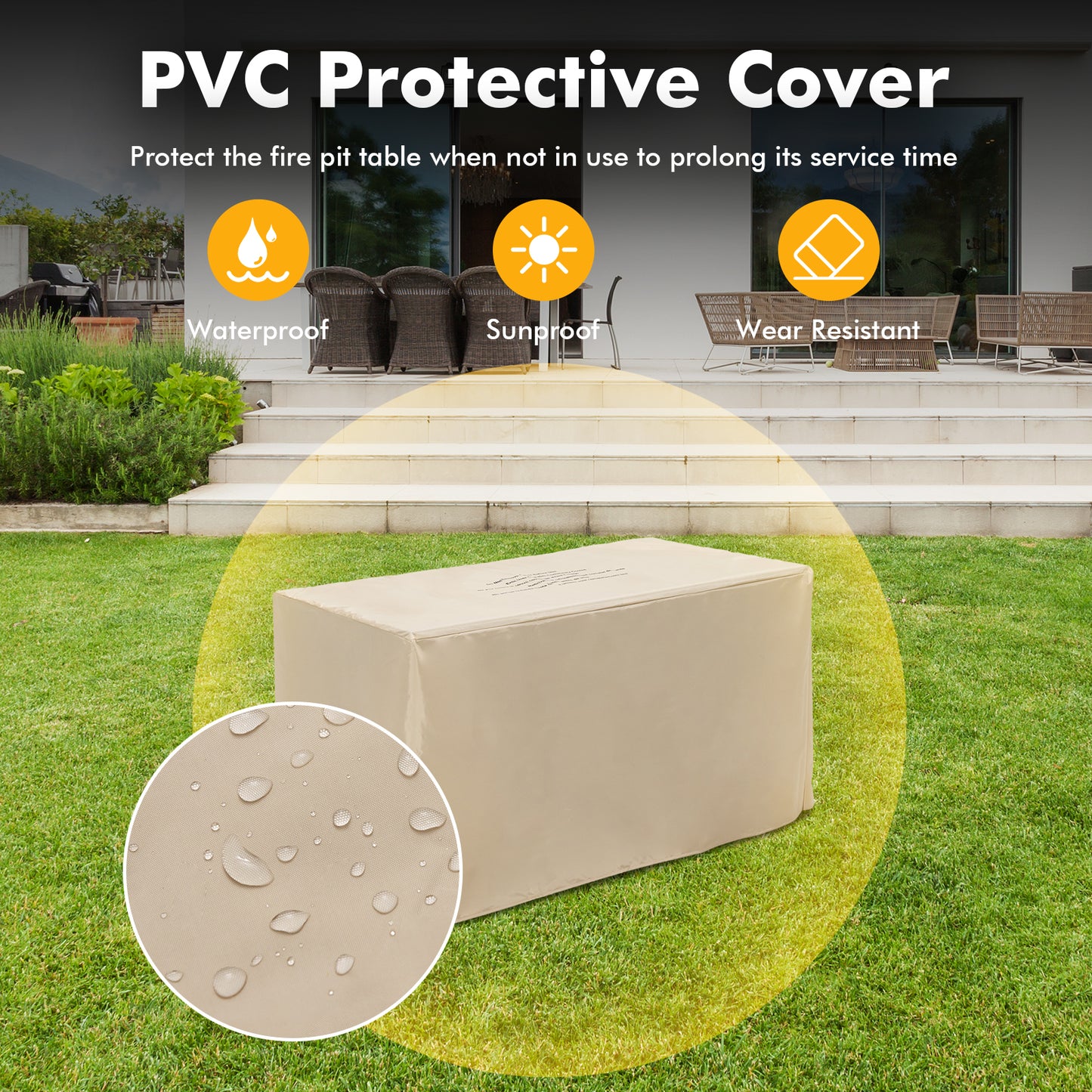 43 Inch, 50,000 BTU Propane Fire Pit Table, Gray Fire Pit Tables at Gallery Canada