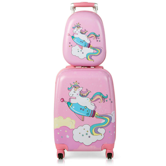 2 Pieces 18 Inch Kids Luggage Set with 12 Inch Backpack, Pink Kids Luggage Pink at Gallery Canada