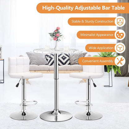 Round Height Adjustable Bistro Bar Table White, White