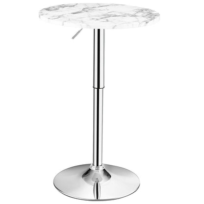 Round Height Adjustable Bistro Bar Table White, White