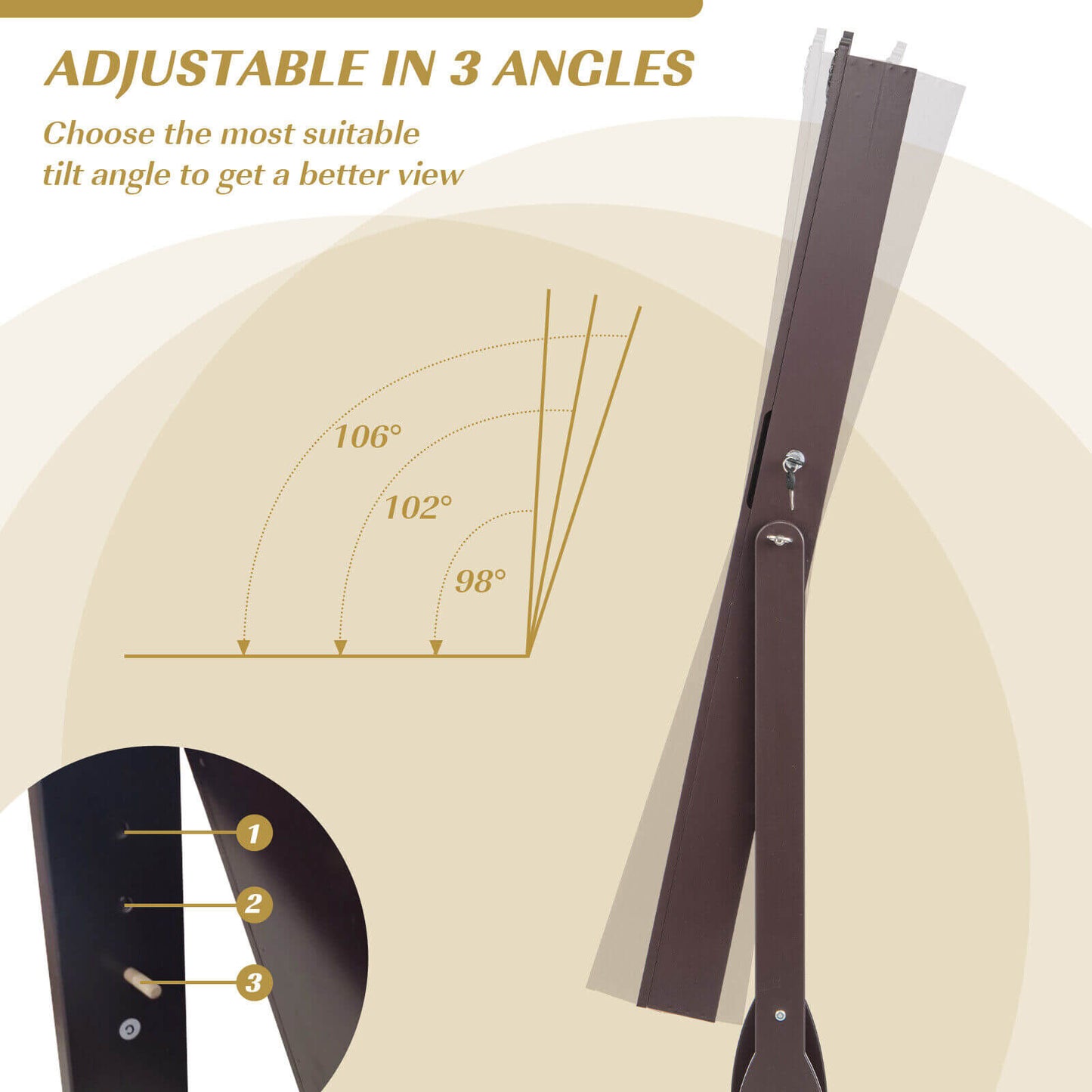 Rolling Floor Standing Mirrored Jewelry Armoire, Lock, Drawers, Brown Jewelry Armoires at Gallery Canada