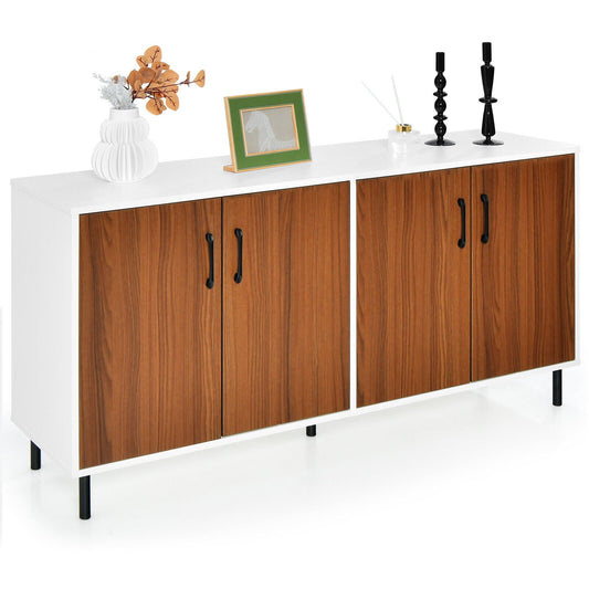 4-Door Kitchen Buffet Sideboard for Dining Room and Kitchen, White