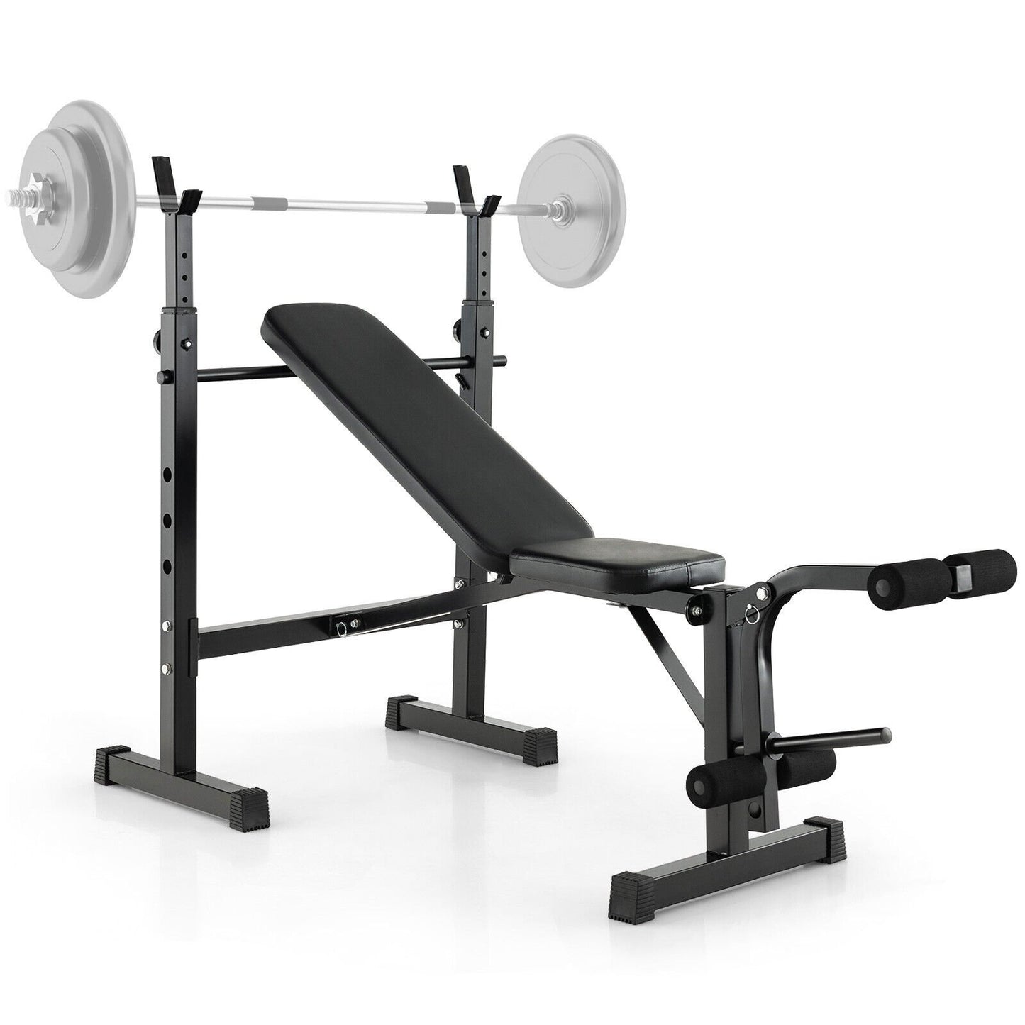 Adjustable Weight Bench and Barbell Rack Set with Weight Plate Post, Black at Gallery Canada