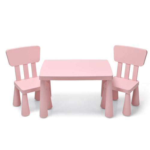 3 Pieces Toddler Multi Activity Play Dining Study Kids Table and Chair Set, Pink