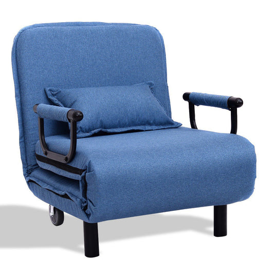 Convertible Folding Leisure Recliner Sofa Bed, Blue at Gallery Canada