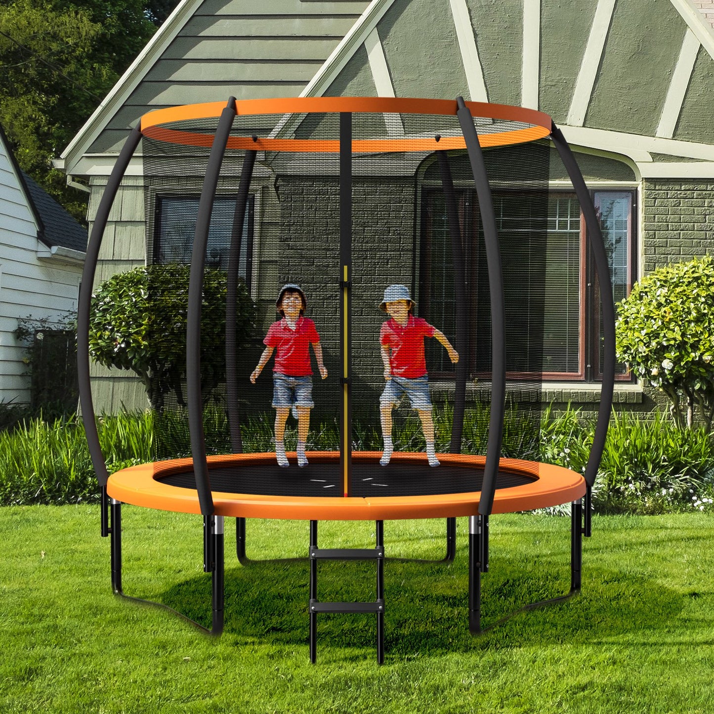 8 Feet ASTM Approved Recreational Trampoline with Ladder, Orange