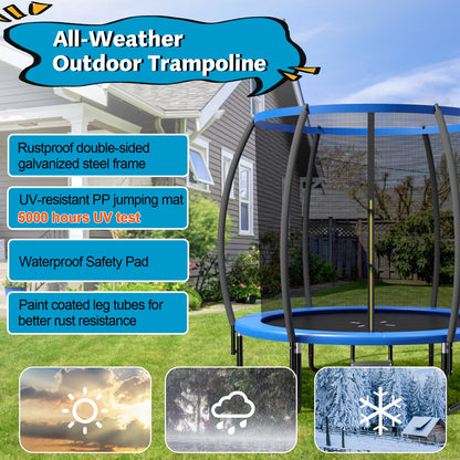 8 Feet ASTM Approved Recreational Trampoline with Ladder, Blue