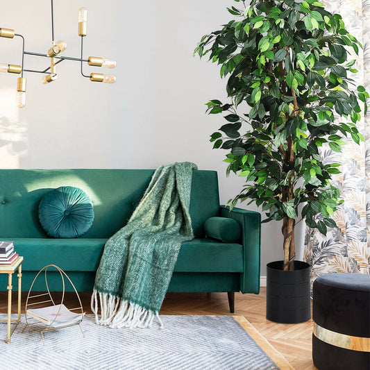 6 Feet Artificial Ficus Silk Tree, Green Faux Plants Green at Gallery Canada